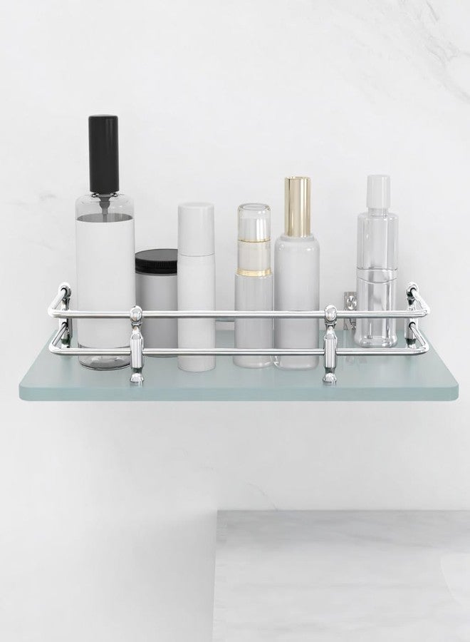 فورتون رف حمام متعدد الأغراض معلق على الحائط (زجاج مصنفر) مع دعامات جدارية، حامل تخزين، 12 × 6 بوصة - (عبوة من قطعتين) - Image 4